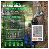 Sprinkler Timer for Garden Hose, 10 Programmable Water Timer with with Auto Rain Delay, IP54 Waterproof 3.3 Large LCD Drip Irrigation System Timers for Plant, Yard, Lawns, Outdoor