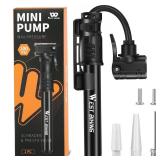 Bicycle Pump Mini Bike Pump - Aluminum Alloy Cycle Pump for Presta and Schrader Valve, Portable Lightweight Bike Tyre Pump Fast Tyre Inflation Mini Air Pump for Mountain Road Bike Ball Pump (Black) - 
