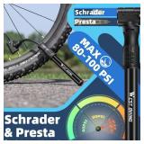 Bicycle Pump Mini Bike Pump - Aluminum Alloy Cycle Pump for Presta and Schrader Valve, Portable Lightweight Bike Tyre Pump Fast Tyre Inflation Mini Air Pump for Mountain Road Bike Ball Pump (Black) - 