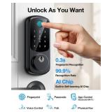 Smart Locks for Front Door, Fingerprint Keyless Entry Door Lock with Security Smart Deadbolt and Touchscreen Keypad, App Control, Auto Lock, Easy Install, Matte Black, (2025 Upgrade) - Retail: $38