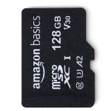 Amazon Basics Micro SDXC Memory Card with Full Size Adapter, A2, U3, Read Speed up to 100 MB/s, 128 GB, Black - Retail: $12