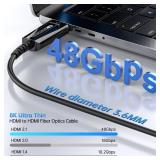 DGHUMEN 8K HDMI 2.1 Cable 6Ft, Thin Fiber Optic HDMI Cable, 48Gbps Ultra High Speed HDMI Cord, 8K@60Hz 4K@240Hz/120Hz, Dynamic HDR, eARC, HDCP 2.2and2.3, 3D, Compatible for PS4/5/Xbox/TV/Monitor/Lapto