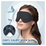 ZGGCD Sleep Mask for Side Sleeper, Light Blocking Sleeping Eye Mask for Women Men, 3D Contoured Cup Night Blindfold, Luxury Eye Cover Eyeshade with Adjustable Strap for Travel, Nap, Black - Retail: $8