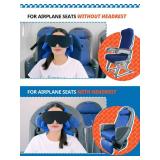 SARISUN Travel Pillows for Airplanes, Airplane Pillow with 3D Sleep Eye Mask, 360° Head Support, Stop Bobblehead Plane Travel Essentials, Adjustable Airplane Head Strap for Budget Airlines, Black - R