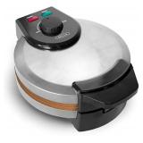 BELLA Classic Belgian Waffle Maker, 7\ Round, Non Stick, Waffle Iron Makes 1 Thick Waffles, Variable browning control knob, Stay-cool handle with locking latch, Stainless Steel - Retail: $678in
