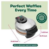 BELLA Classic Belgian Waffle Maker, 7\ Round, Non Stick, Waffle Iron Makes 1 Thick Waffles, Variable browning control knob, Stay-cool handle with locking latch, Stainless Steel - Retail: $678in