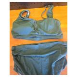 Zando Ribbed Maternity Swimsuit Maternity Bathing Suit Two Piece Maternity Swimwear Bikini Pregnancy Bathing Suits for Women Maternity Two-Piece Swimsuits with Tank Top and Bottom Dark Green X-Large -
