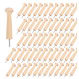 GNIEMCKIN 50 PCS 2.76 Inch Wooden Pegs - Unfinished Wood Shaker Pegs, Screw-on, Functional and Versatile - Retail: $28