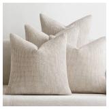 MIULEE Pack of 4 Couch Throw Pillow Covers 20x20 Inch Cream Soft Decorative Chenille Pillow Covers Farmhouse Accent Cushion Covers for Boho Home Decor Sofa Bedroom Living Room - Retail: $40