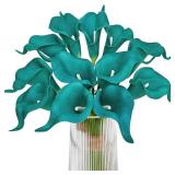 Letjolt Artificial Calla Lily Teal Flowers for Wedding Bouquet Flower 12Pcs Home Decoration Faux Calla Lilies Flower, Teal Blue - Retail: $10