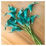 Letjolt Artificial Calla Lily Teal Flowers for Wedding Bouquet Flower 12Pcs Home Decoration Faux Calla Lilies Flower, Teal Blue - Retail: $10