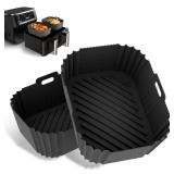 CEGOUT 2PCS Non-Stick Silicone Air Fryer Liners for Ninja DZ201/DZ401 DZ550 8-10 QT, COSORI 2 Basket Air Fryer, Baking Tray, Air Fryer Accessories - Retail: $10