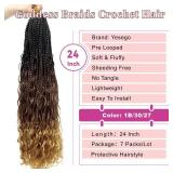 24 Inch Boho Goddess Box Braids Crochet Hair for Women 7 Packs Crochet Box Braids With Curly Ends Crochet Braids Hair Braiding Hair Extensions, 1B/30/27 - Retail: $19
