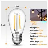 BRIMAX 6 Pack 2W LED Light Bulbs,Equivalent to 15W-20W,Low Watt Small S14 Replacement Bulbs for Outdoor String Lights and Sputnik Chandelier,Shatterproof,120V,2700K,E26 Base (3.35? H × 1.77? W) - Ret