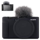 Camera Case for Sony ZV-1, ZV1 Camera Case Digital Camera Anti-Scratch Slim Fit Soft DSLR Camera Sleeve with ZV1 Screen Protector for Sony ZV-1 (Black) - Retail: $17