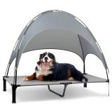 Heeyoo Elevated Dog Bed with Canopy, Portable Dog Cot with Removable Shade Tent, Outdoor Raised Pet Cot Cooling Bed for Dogs - Retail: $50