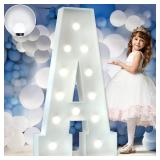 Marquee Letters 4 Feet Tall Large Light Up Letters Baby Shower Decorations Wedding Engagement Proposal White Party Decorations Marry Me Sign Big Cardboard Backdrop A - Retail: $27