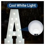 Marquee Letters 4 Feet Tall Large Light Up Letters Baby Shower Decorations Wedding Engagement Proposal White Party Decorations Marry Me Sign Big Cardboard Backdrop A - Retail: $27