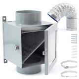 Esttlamer Metal Dryer Duct Lint Trap Indoor Dryer Vent Kit Secondary Lint Trap Dryer Lint Catcher Compatible with Electric Clothes Dryer with 4in 8FT Dryer Vent Hose 2 Clamps 2 Stainless Steel Mesh