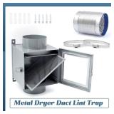 Esttlamer Metal Dryer Duct Lint Trap Indoor Dryer Vent Kit Secondary Lint Trap Dryer Lint Catcher Compatible with Electric Clothes Dryer with 4in 8FT Dryer Vent Hose 2 Clamps 2 Stainless Steel Mesh