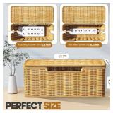 Luseba Cable Management Box,2 Open Slots Cord Organizer Hider Box with Lid,2 Pack Handwoven Imitation Rattan Cable Organizer Box for TV Wire Computer Router and Power Strip-B Style(Light Brown) - Reta