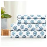 Sleepdown Cotton Bed Sheet Set - Mandalas Blue, Twin XL