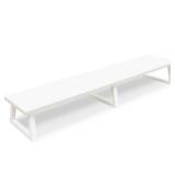 TEAMIX White Dual Monitor Riser for 2 Monitors-42inch, Wood Desktop Dual Stand with Metal Legs, Long Screen/PC/Laptop Storage,Computer Shelf TV Holder Home Office - Retail: $40
