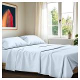 Ashton Sheets 100percent Egyptian Cotton Sheets Queen Size - 1200 Thread Count Queen Size Sheets Set Egyptian Cotton, 4 PC Luxury Bedsheet (Light Blue), Soft, Cooling, 17\ Deep Pocket Sateen Bedsheet 