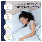 Ashton Sheets 100percent Egyptian Cotton Sheets Queen Size - 1200 Thread Count Queen Size Sheets Set Egyptian Cotton, 4 PC Luxury Bedsheet (Light Blue), Soft, Cooling, 17\ Deep Pocket Sateen Bedsheet 