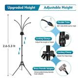 Homasky Standing Misters for Outside Patio, Adjustable Height 5.3 FT Stand Misting System for Cooling Outdoor, Portable Stand Mister for Water Mist Playing, Patio Cooling, Backyard, Porch (Black) - Re