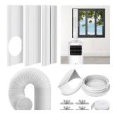 Hyphen-X Portable Air Conditioner Window Vent Kit, with 5.9\ Exhaust Hose, 3 Slide Seal Plates, Universal Coupler, Adjustable AC Vent Kit for Ducting Universal for Horizontal and Vertical Windows