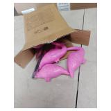 JOYIN Set of 6 Small Pink Flamingo Yard Ornament Stakes, Mini Lawn Plastic Flamingo Statue with Metal Legs for Sidewalks, Outdoor Garden, Luau Party, Tropical Party Decor, 2 Styles - Retail: $15