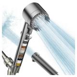 PWERAN Filtered Shower Head with Handheld, High Pressure Water Flow and Multiple Spray Modes Shower Head with Filter, Power Wash for Hard Water, Showerhead with ON/OFF Switch for Pets Bath - Retail: $