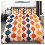 Pamnest Comforter Set Twin Size, Geometric Hippie Multicolored Soft Bedding for Kids and Adults, Retro Vintage 70S Comforter Set with Pillowcase, for Bedroom Bed Decor - Retail: $44