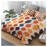 Pamnest Comforter Set Twin Size, Geometric Hippie Multicolored Soft Bedding for Kids and Adults, Retro Vintage 70S Comforter Set with Pillowcase, for Bedroom Bed Decor - Retail: $44