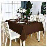KAIPHO Brown Rectangle Tablecloth Waterproof Stain Resistant Wrinkle Free Square Table Cloth 210GSM Polyester Wipeable Table Cover for Party, Banquet, Indoor and Outdoor - Rectangular, 54 x 54 inch - 
