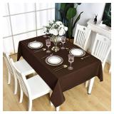KAIPHO Brown Rectangle Tablecloth Waterproof Stain Resistant Wrinkle Free Square Table Cloth 210GSM Polyester Wipeable Table Cover for Party, Banquet, Indoor and Outdoor - Rectangular, 54 x 54 inch - 