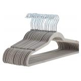 Amazon Basics Slim, Velvet, Non-Slip Suit Clothes Hangers, Gray/Silver - Pack of 30 - Retail: $17