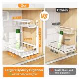 PXRACK 2 Pack Under Sink Organizer,Adjustable Height,2 Tier Pull Out Under Cabinet Organizer,Slide Out Thickened Metal Under Sink Storage for Kitchen Bathroom Laundry Cabinet Pantry,White - Retail: $5