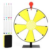 NQEUEPN 12in Spinning Prize Wheel, Tabletop Spinner Board of Fortune Game with Stand Dry Erase for Roulette Raffle Carnival - Retail: $21