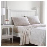 Laura Ashley - Full Sheets, Cotton Percale Bedding Set, Lightweight and Breathable Home Decor (Lovestone Pink, Full) - Retail: $64