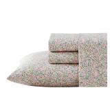 Laura Ashley - Full Sheets, Cotton Percale Bedding Set, Lightweight and Breathable Home Decor (Lovestone Pink, Full) - Retail: $64