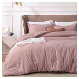 Bedsure Full Comforter Set - Dusty Rose Soft Bedding for All Seasons, Cationic Dyed Bed Set, 3 Pieces, 1 Full Size Comforter (82\x86\in) and 2 Pillow Shams (20\inx26\in+2\in) - Retail: $40in