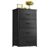 ODK Dresser for Bedroom with 4 Storage Drawers, Small Dresser Chest of Fabric Drawers with Sturdy Steel Frame, Wood Top, Black - Retail: $136