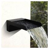 PONDO 304 Stainless Steel Made Exquisite Handcrafted Waterfall Spout for Landscape, Water Fountain Spout Scupper Luxury Decoration for Pools, Ponds, Water Walls (Black Powder Coating) - Retail: $190