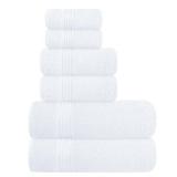 Belizzi Home Ultra Soft 6 Pack Cotton Towel Set, Contains 2 Bath Towels 28x55 inch, 2 Hand Towels 16x24 inch and 2 Wash Coths 12x12 inch, Ideal Everyday use, Compact and Lightweight - White - Retail: 