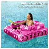 Inflatable Tank Pool Floats Adults - Jasonwell Kids Pool Floaties Swimming Pool Tank with Water Cannon Gun Swim Floaty Rafts Lake Beach Party Pool Toys for Boys Girls Kids Adults - Retail: $45