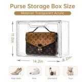 Purse Organizer for Closet,Clear Acrylic Display Case for Handbag Organizer, Purse Storage Box with Magnetic Door, Plastic Storage Bins for Book, Collectibles, Cosmetic (3 Pack) - Retail: $40