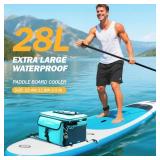 28L Paddle Board Cooler, Unique Top Opening Flap Waterproof Paddleboard Cooler, Durable PVC Material Fits 42 Cans with Bottle Opener, Paddle Board Accessories for SUP, Kayaking, Camping, Fishing - Ret