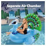 JOYIN Inflatable Peacock Pool Float - Giant Blue Peacock Fun Beach Floaties, Swim Party Animal Decorations Adult Size Inflatable Summer Pool Raft Lounge for Adults - Retail: $50